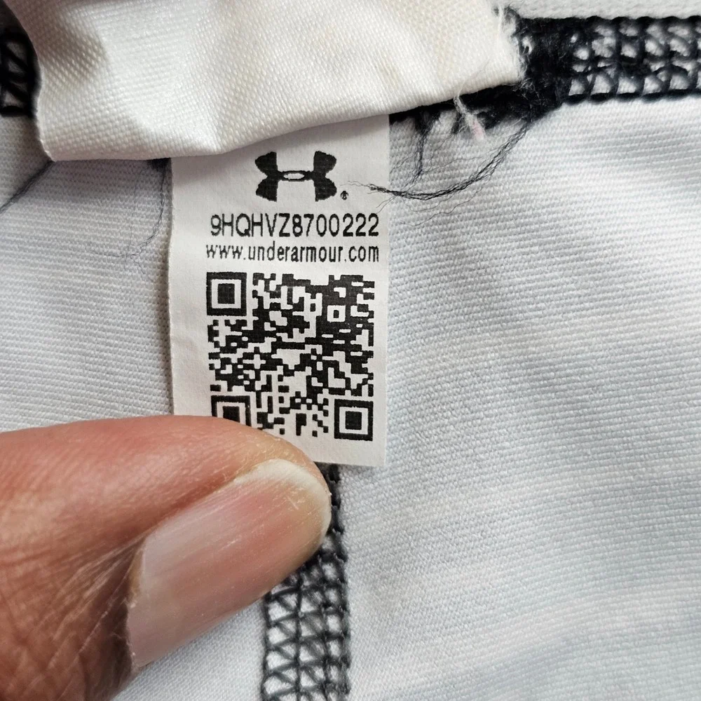 Under Armour HeatGear Compression Shorts Women's L Gray White Striped Athletic‎